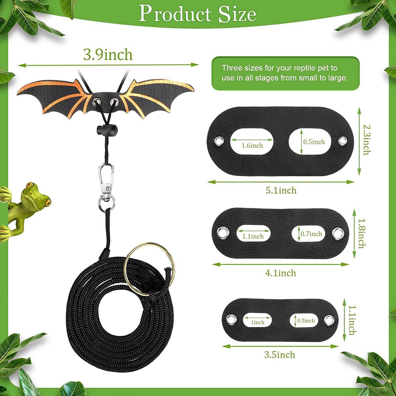 Bearded Dragon Accessory Set - 5-Piece Toy Collection with Adjustable Leashes, Harnesses (S/M/L), Mini Scooter, and Helmet (Black)