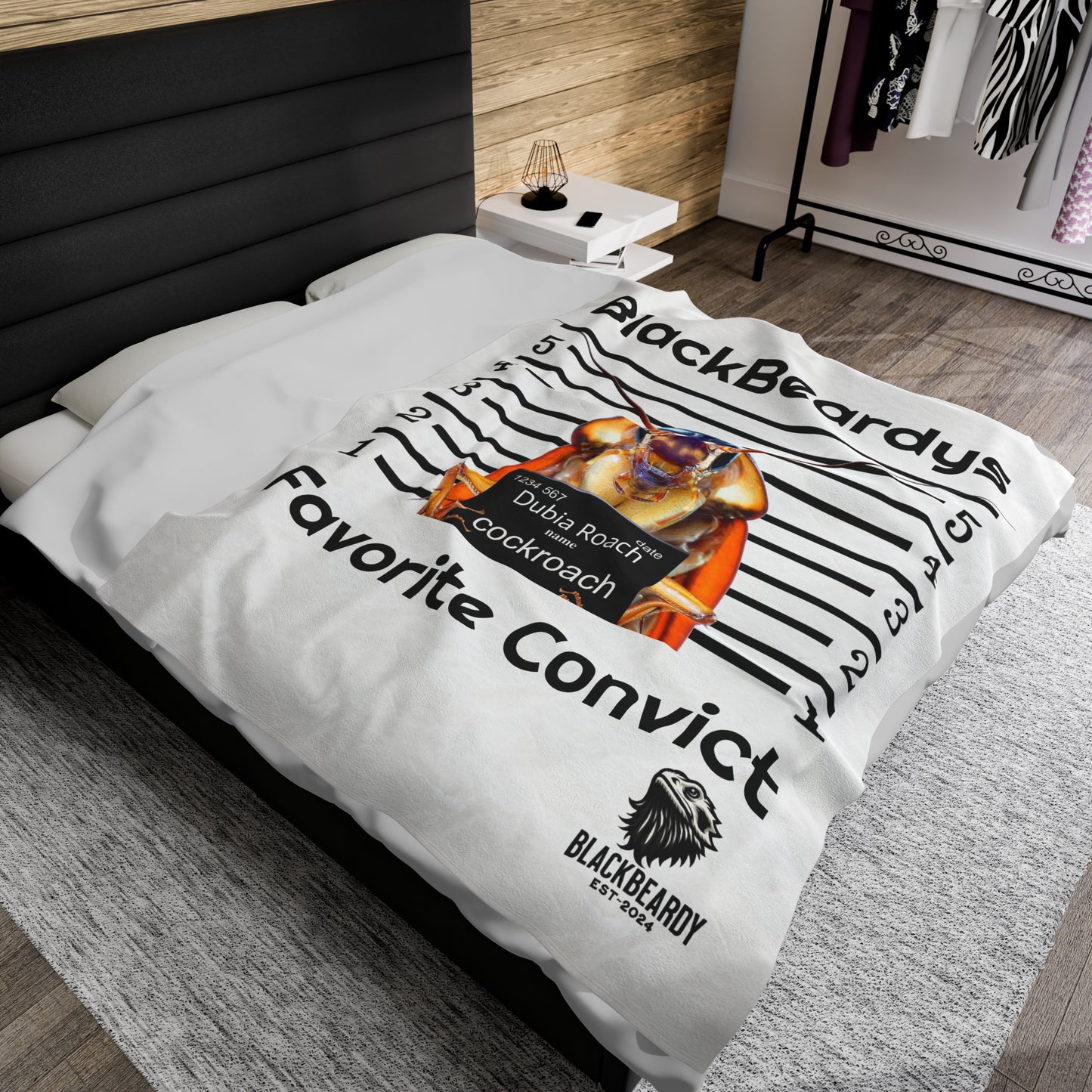 "Roach Convict" BlackBeardy Velveteen Plush Blanket