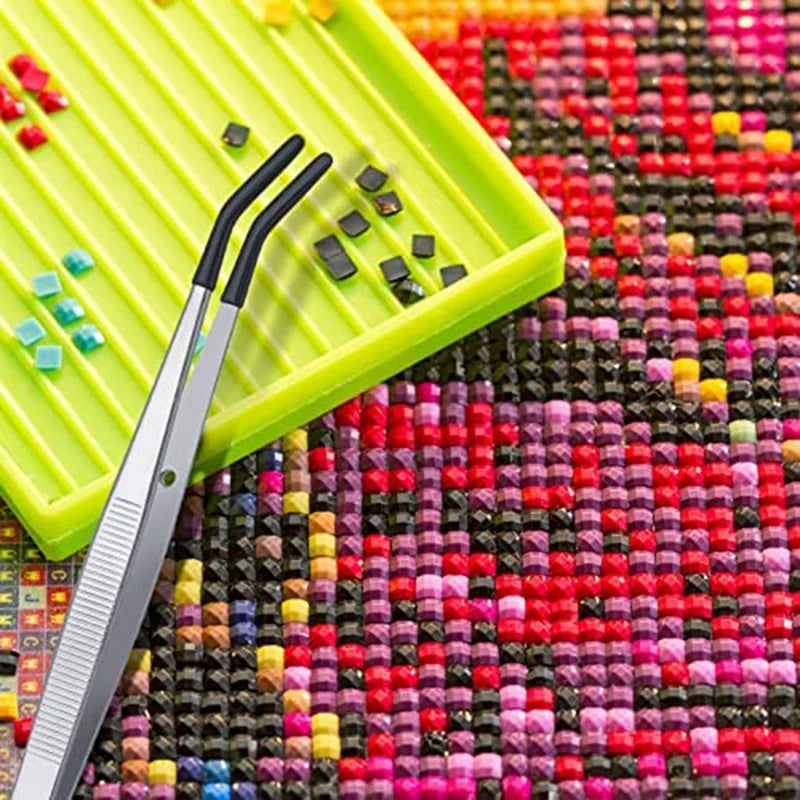 4 Pieces Tweezers Set with Rubber Tips 
